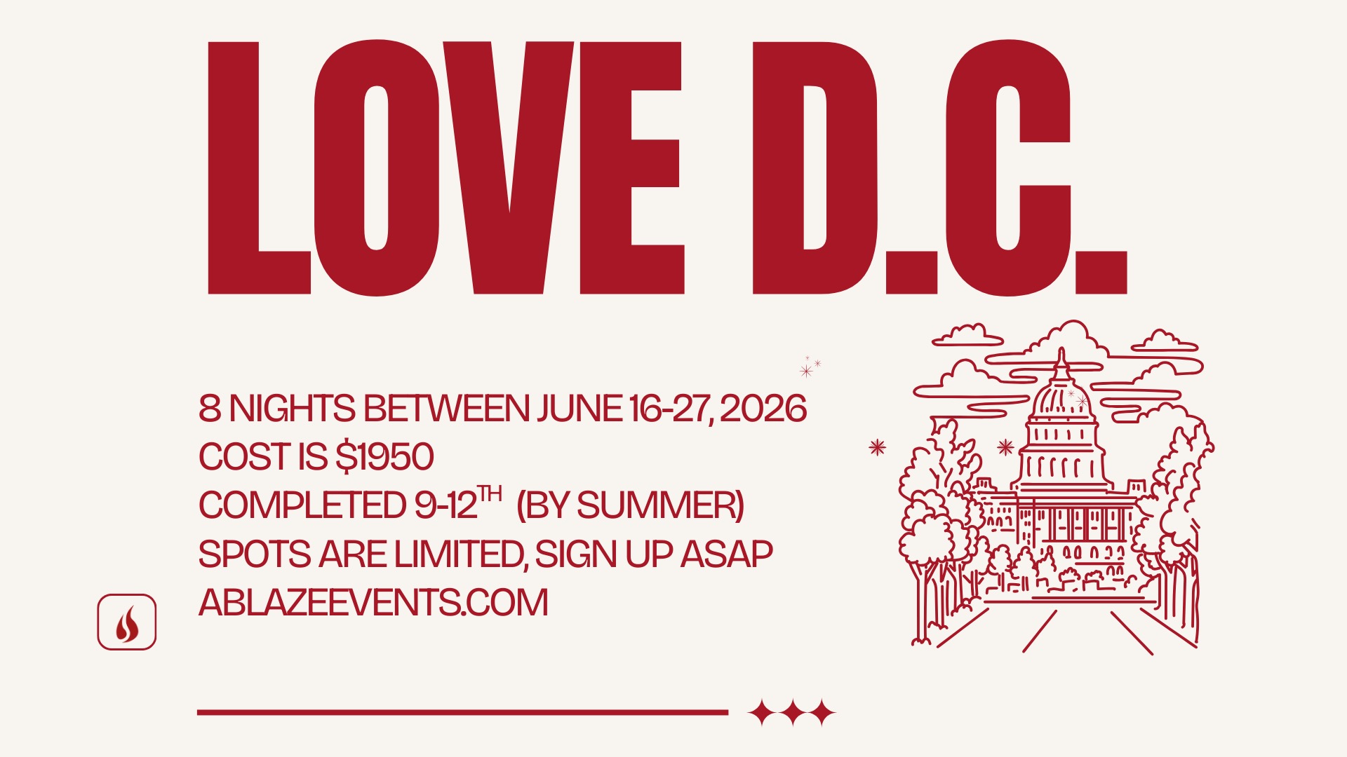 Cream and Red Minimalist Washington Postcard (Presentation) - 1